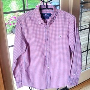 Vineyard Vines Slim Fit Whale Pink‎ & Blue Casual Button-Down Sz. S Shirt